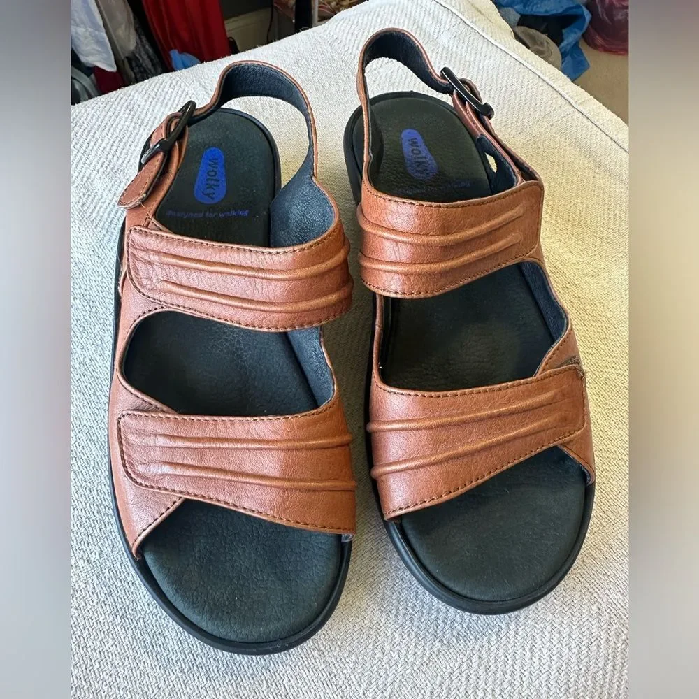 Wolky Sienna Mandalay Leather Sandals Comfort Size 38